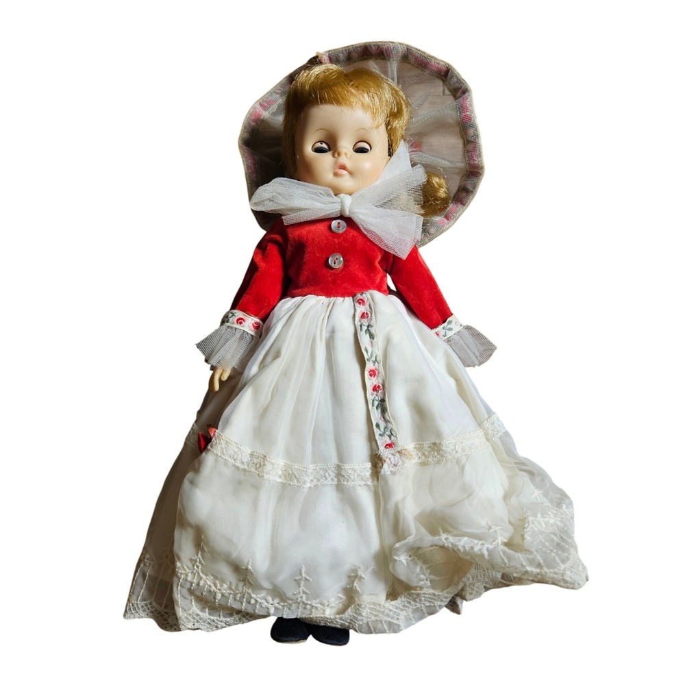 VTG 50s 60s Vinyl Doll 11" Velvet Lace Victorian Gown Sleepy‎ Eyes Princesscore.